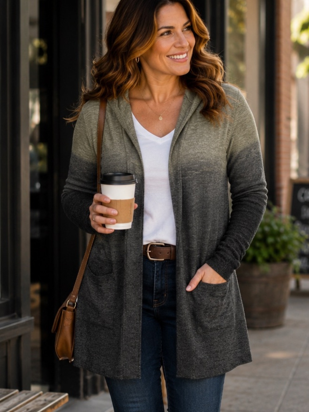 Maurices Olive Green Hooded Open Front Knit Cardigan Lightweight Large NWT